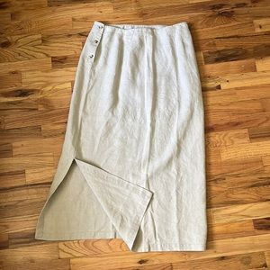 Vintage 90s Eddie Bauer 100% Linen Long Skirt, Size 12